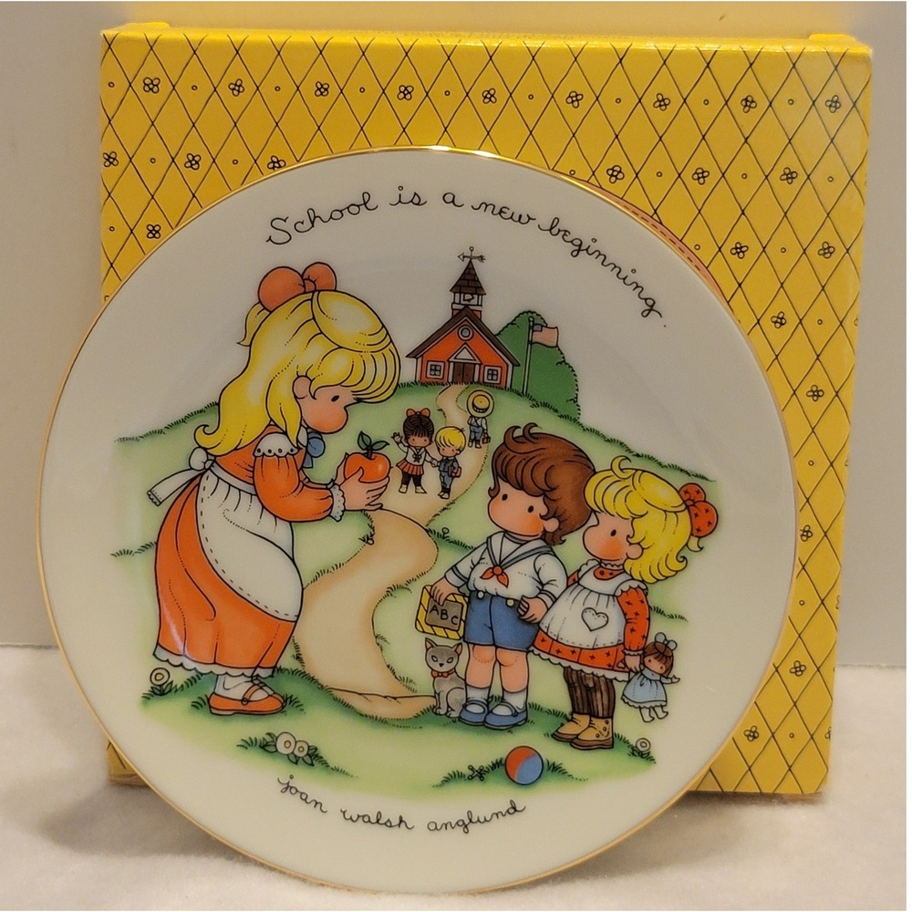 Avon Joan Walsh Anglund School is a New Beginning Porcelain Plate Vintage White